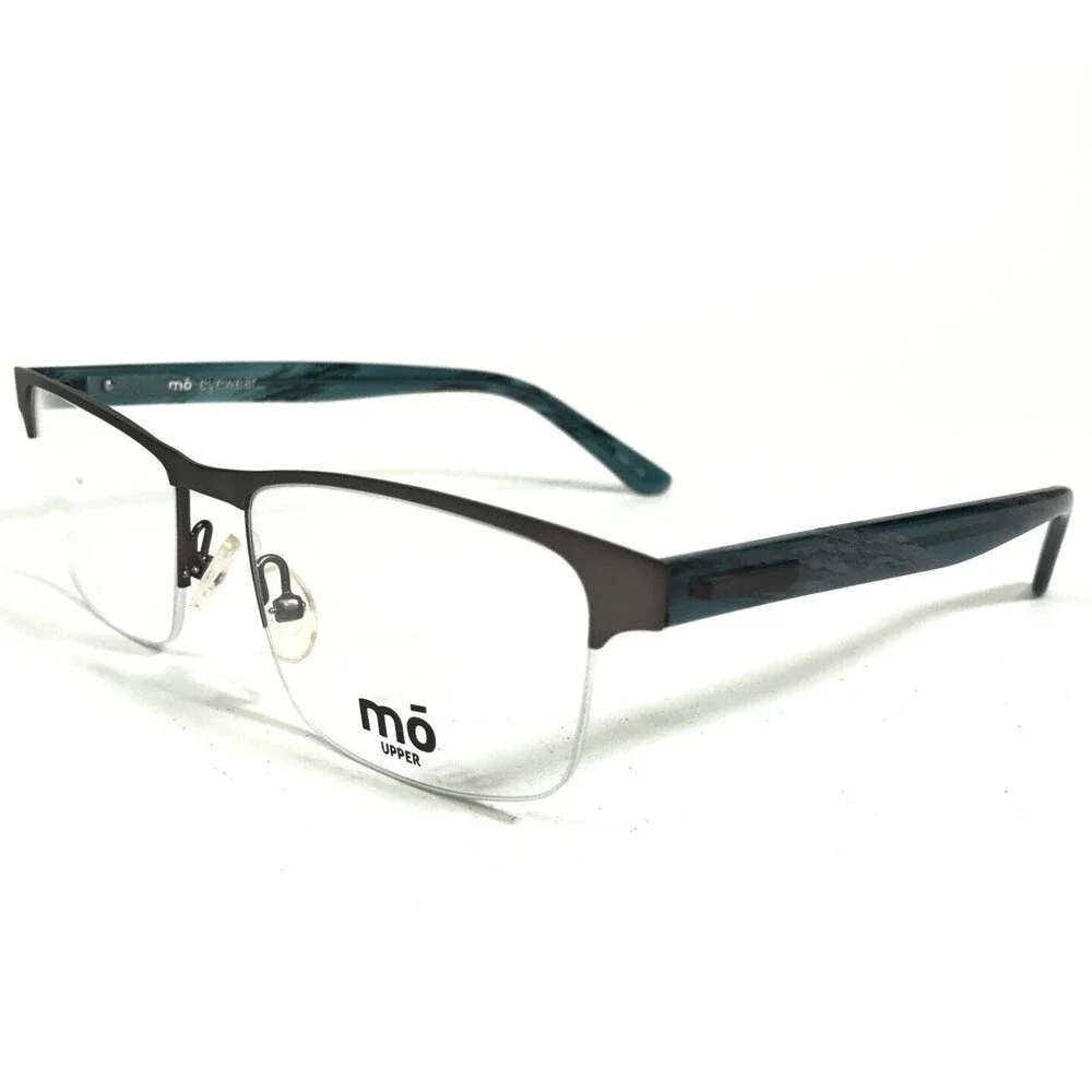 MO Eyewear Eyeglasses Frames UPPER 335NY C Gray Blue Horn Half Rim 53-17-140